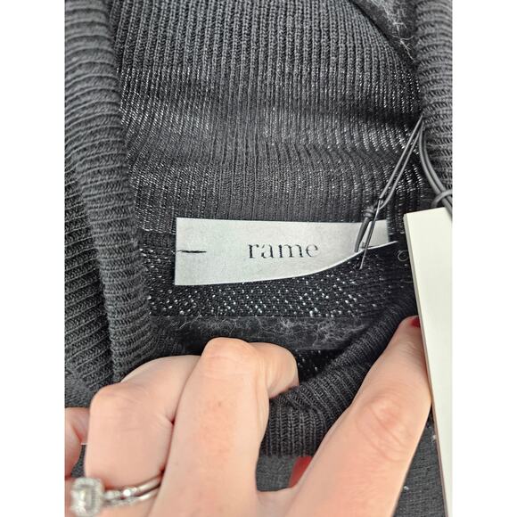 Rame Women's Black & Silver Long Sleeve Turtle Neck Pattern Sweater Size 0 - Picture 5 of 6